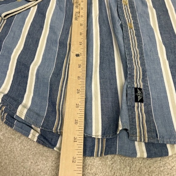 Dockers Men's Blue and White Striped Casual Shirt - Picture 5 of 10